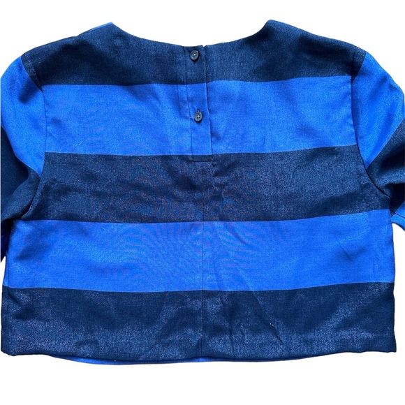 Banana Republic Crop Blue Shimmer Metallic Top Long Sleeves - Picture 4 of 6